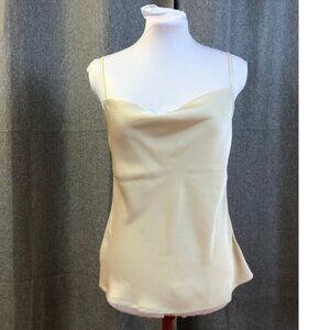 NWT Express Lightweight Square Cowl Tank Top Ivory Off-White Faux-Silk Size S